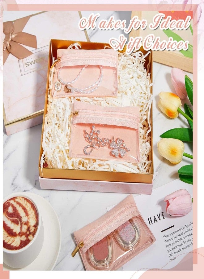 Uiifan 36 Pcs Travel Jewelry Bag Bulk Zipper Jewelry Pouch Flannel Portable Pocket Organizer for Necklace Earring Women Gift(4.53 x 3.15 Inch,Pink) - Image 3